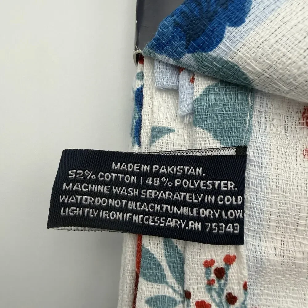 Brooks Brothers Set of 6 Cloth Napkins Floral Stripe Red White Blue 18x18 NWT